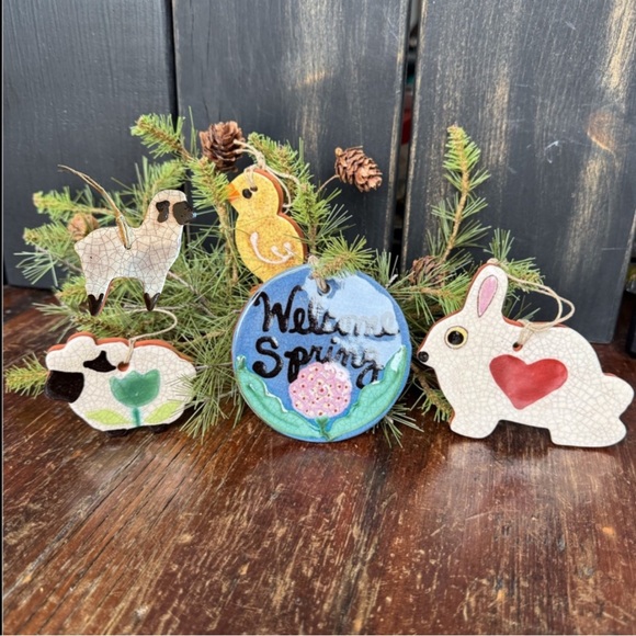 Redware Spring Or Summer Ornament Set - Picture 1 of 12